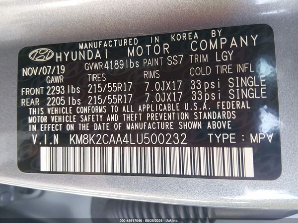 2020 HYUNDAI KONA SEL