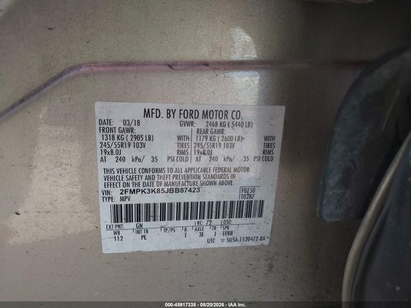 2018 FORD EDGE TITANIUM — I9