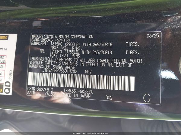 2025 TOYOTA 4RUNNER TRD OFF ROAD — I9