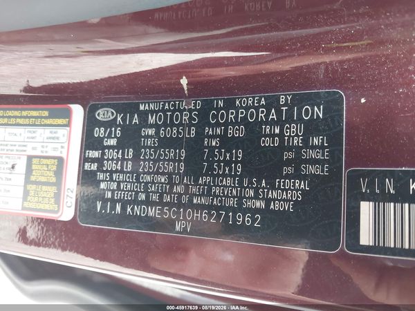 2017 KIA SEDONA SX LUXURY