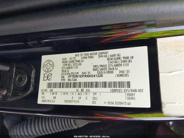 2022 FORD F-150 LARIAT/XL/XLT