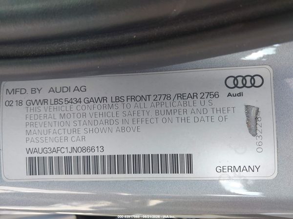 2018 AUDI A6 3.0T PREMIUM PLUS