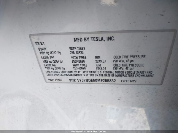2021 TESLA MODEL Y