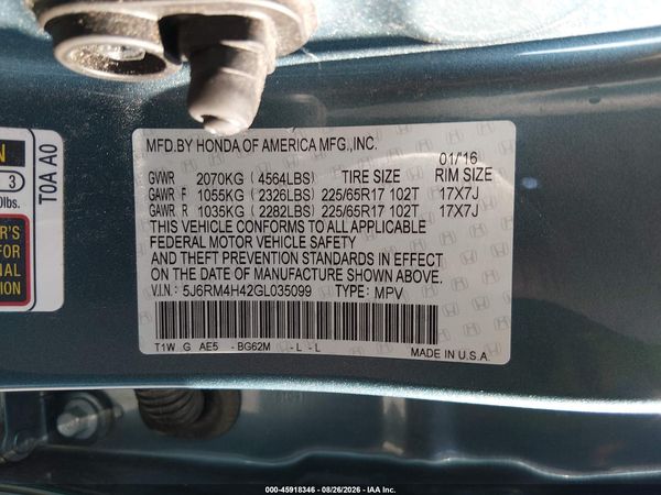 2016 HONDA CR-V SE