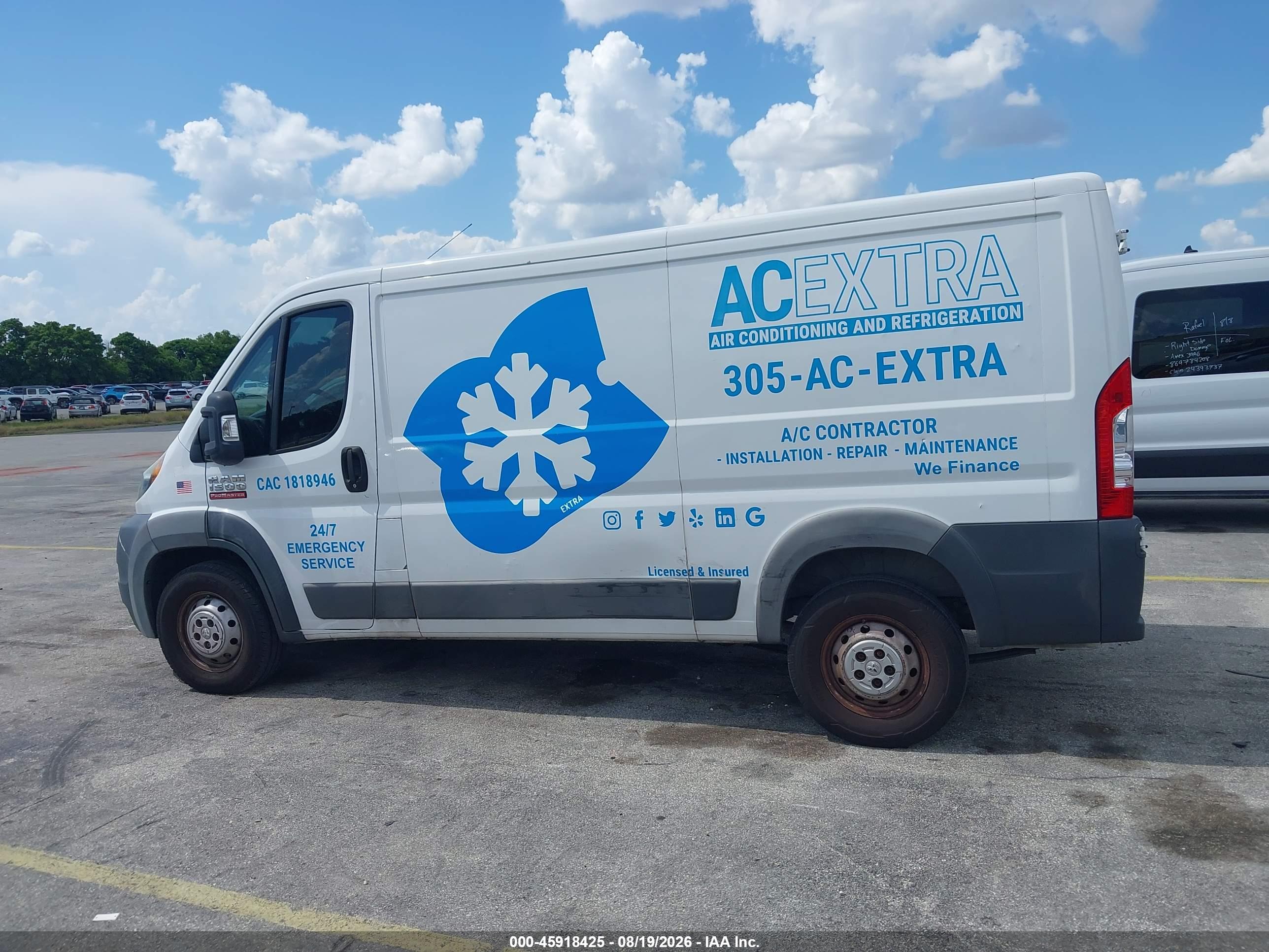 2017 RAM PROMASTER 1500 LOW ROOF 136 WB