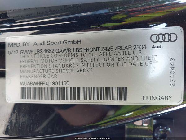 2018 AUDI RS 3 2.5T