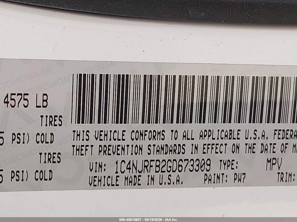 2016 JEEP PATRIOT LATITUDE — I9