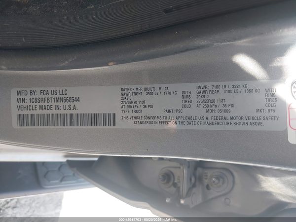 2021 RAM 1500 BIG HORN  4X4 6'4 BOX — I9