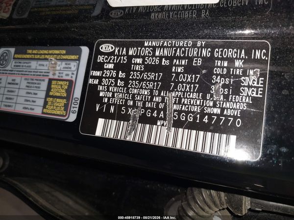 2016 KIA SORENTO 2.4L LX
