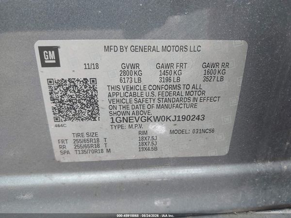 2019 CHEVROLET TRAVERSE 1LT — I9