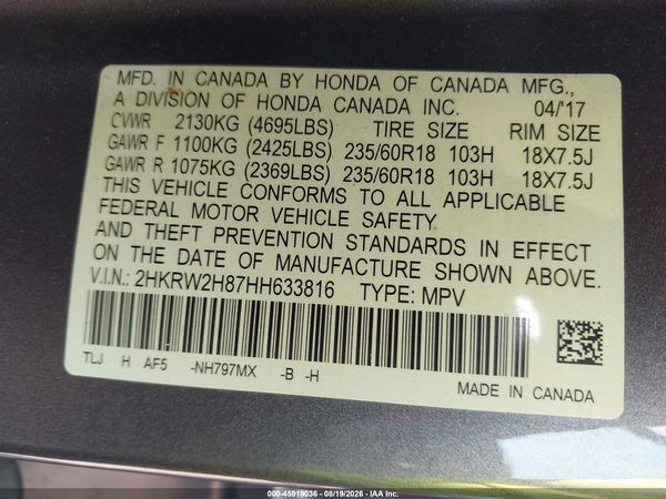2017 HONDA CR-V EX-L/EX-L NAVI