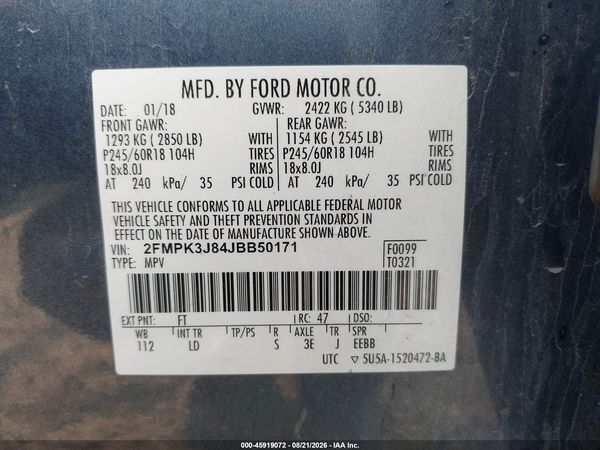 2018 FORD EDGE SEL — I9