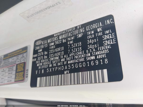 2016 KIA SORENTO 3.3L EX