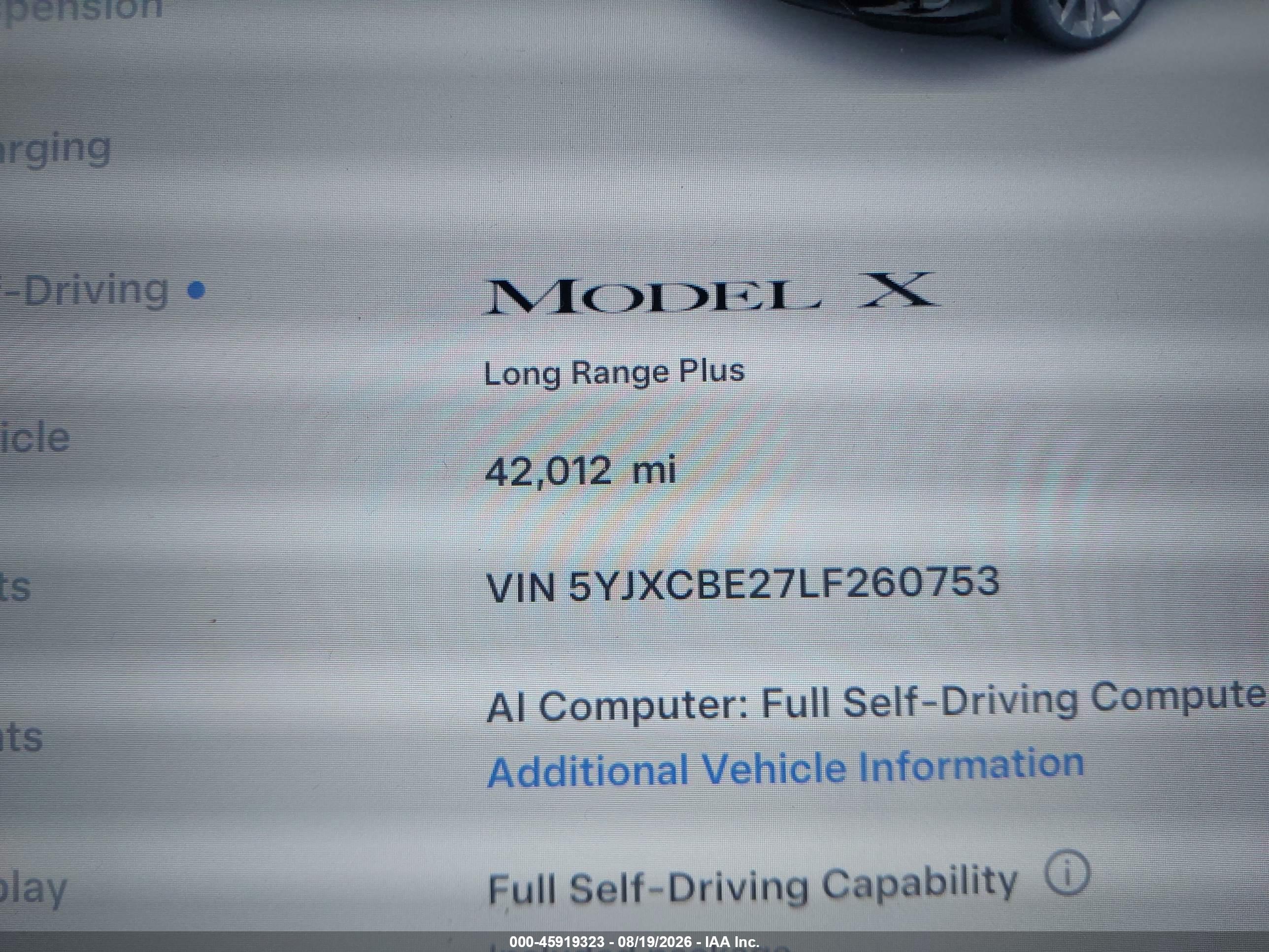 2020 TESLA MODEL X