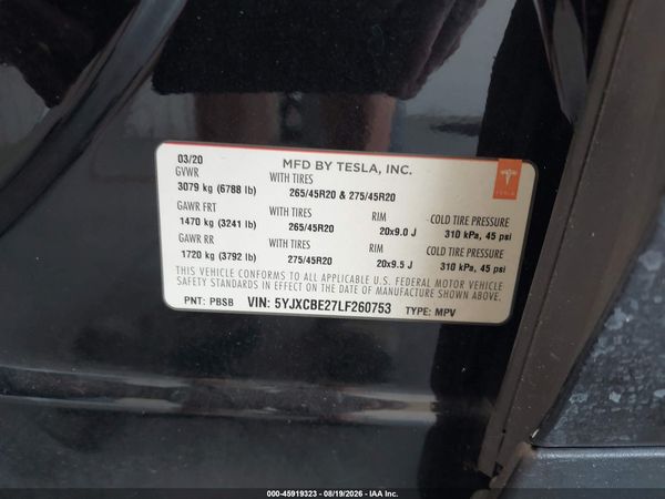 2020 TESLA MODEL X