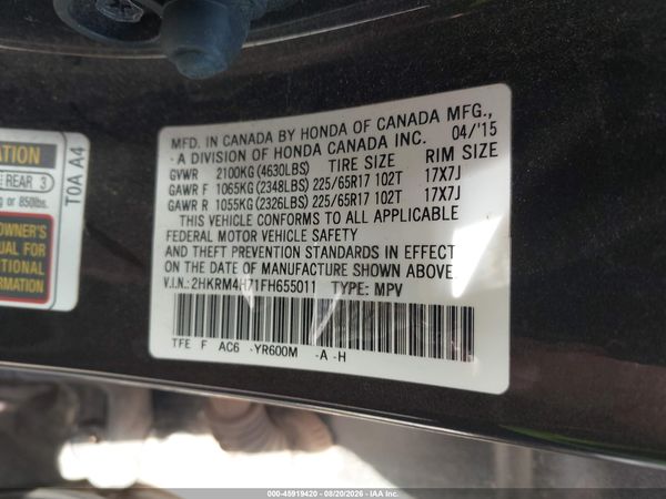 2015 HONDA CR-V EX-L — I8