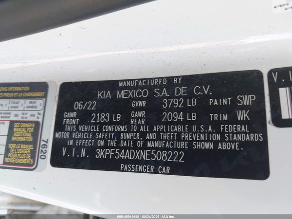 2022 KIA FORTE GT-LINE — I9