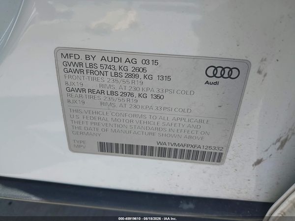 2015 AUDI Q5 3.0 TDI PREMIUM PLUS