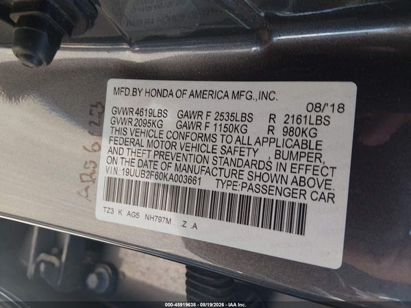 2019 ACURA TLX TECH   A-SPEC PKGS