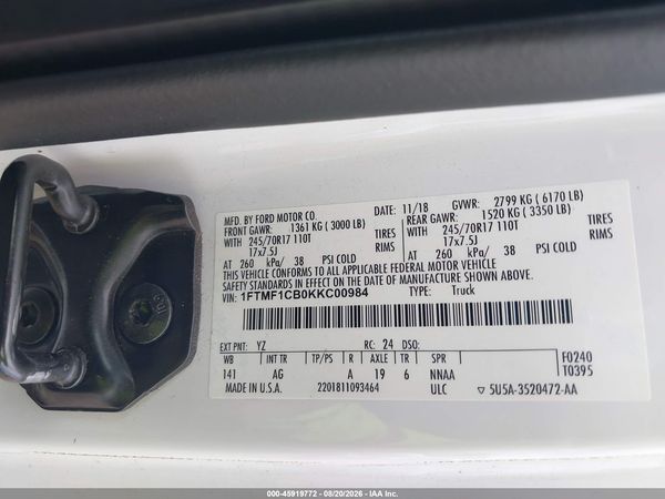 2019 FORD F-150 XL