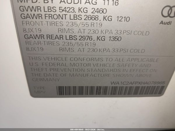 2017 AUDI Q5 2.0T PREMIUM