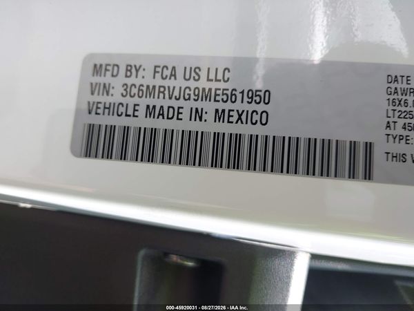 2021 RAM PROMASTER 3500 — I9