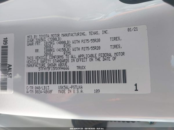 2021 TOYOTA TUNDRA LIMITED