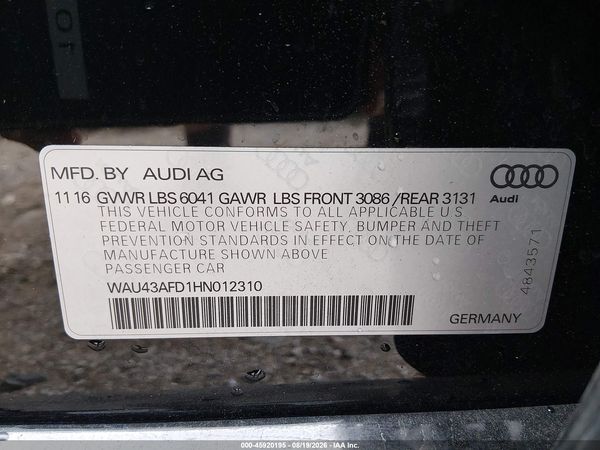 2017 AUDI A8 L SPORT