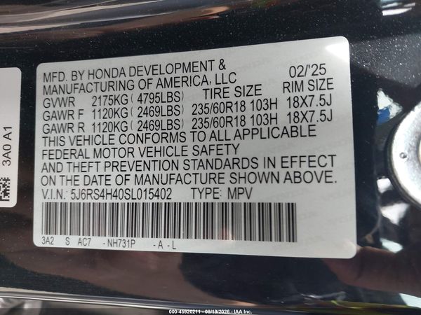 2025 HONDA CR-V EX AWD — I9