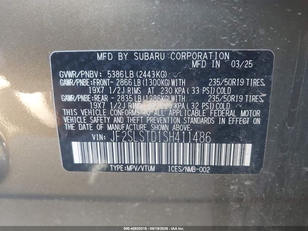2025 SUBARU FORESTER TOURING HYBRID