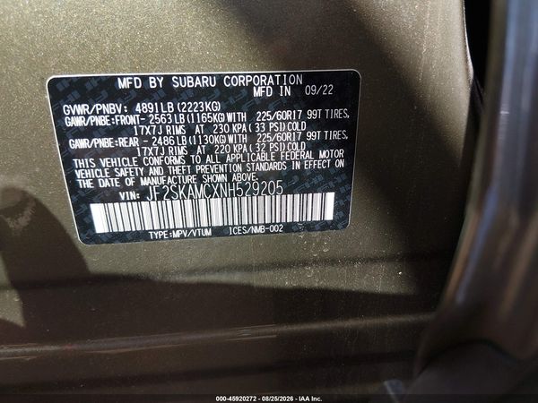 2022 SUBARU FORESTER WILDERNESS — I9