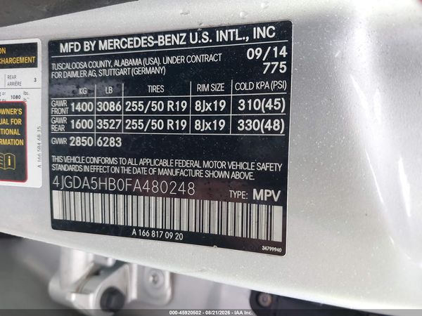 2015 MERCEDES-BENZ ML 350 4MATIC