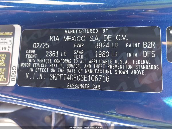 2025 KIA K4 LXS