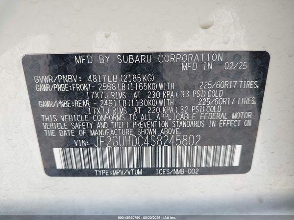 2025 SUBARU CROSSTREK PREMIUM — I9