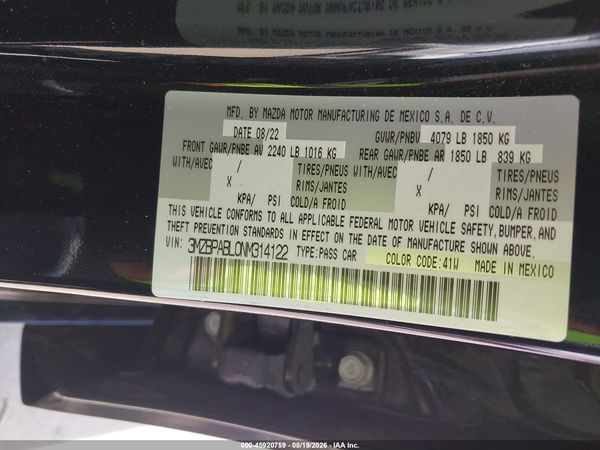 2022 MAZDA MAZDA3 SELECT