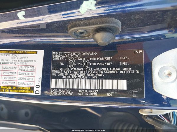 2019 TOYOTA 4RUNNER SR5