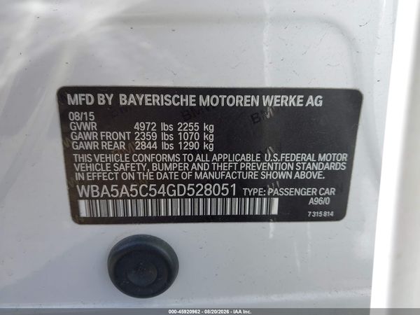 2016 BMW 528I