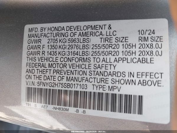 2025 HONDA PILOT TOURING — I9