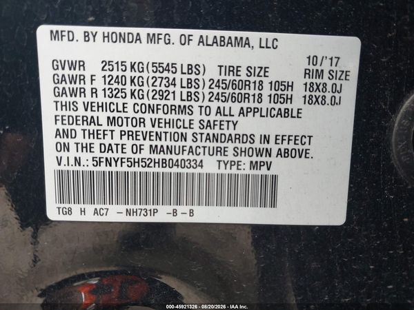 2017 HONDA PILOT EX-L