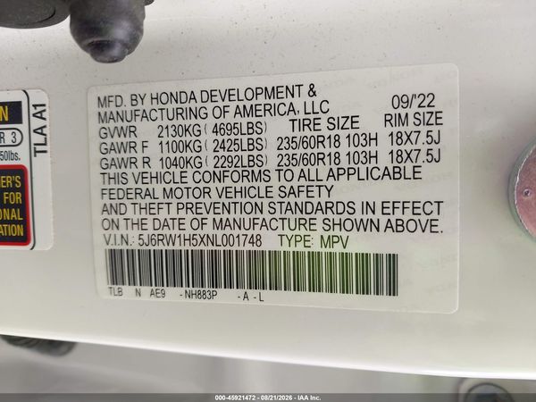2022 HONDA CR-V 2WD EX