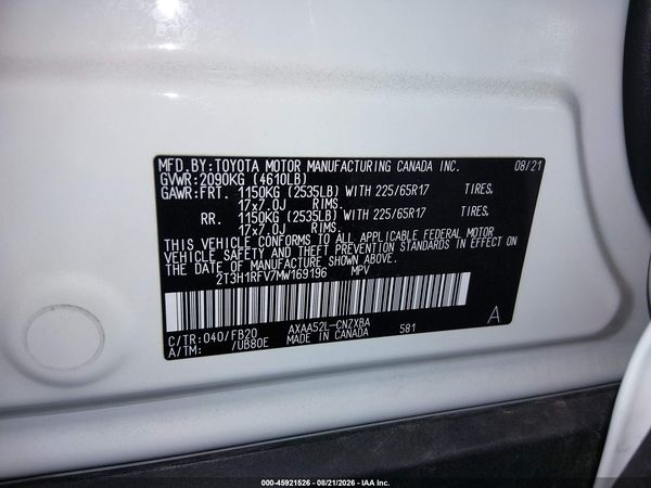 2021 TOYOTA RAV4 LE