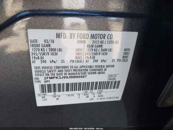 2018 FORD EDGE SEL — I9