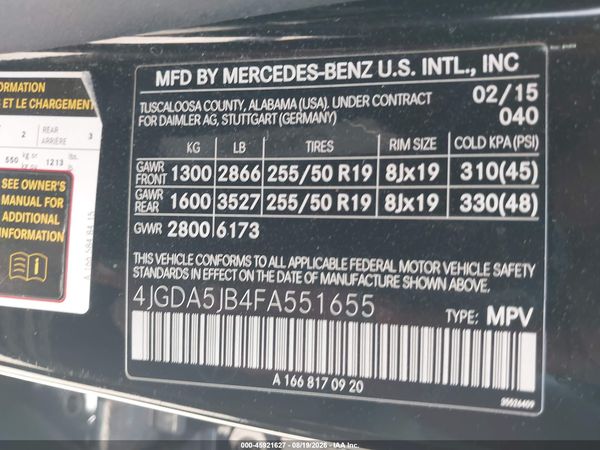 2015 MERCEDES-BENZ ML 350 ML350