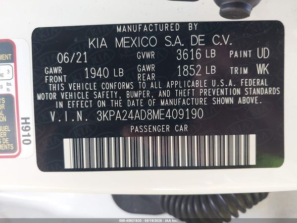 2021 KIA RIO LX — I9