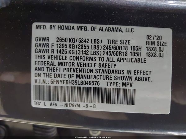 2020 HONDA PILOT AWD EX
