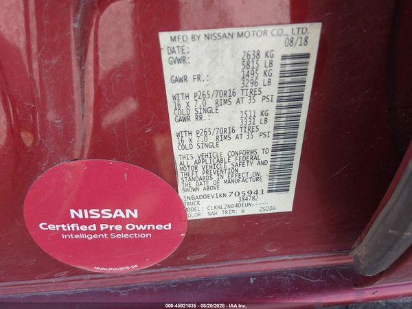 2019 NISSAN FRONTIER SV — I9