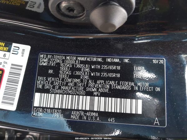 2021 TOYOTA HIGHLANDER HYBRID XLE