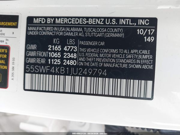 2018 MERCEDES-BENZ C 300 4MATIC — I9