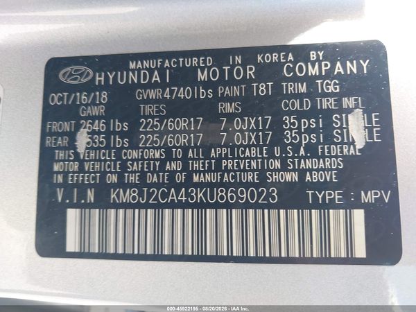 2019 HYUNDAI TUCSON SE