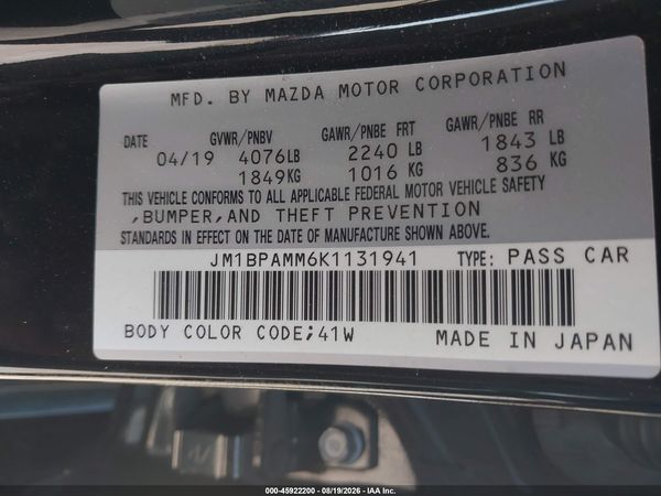 2019 MAZDA MAZDA3 PREFERRED PACKAGE